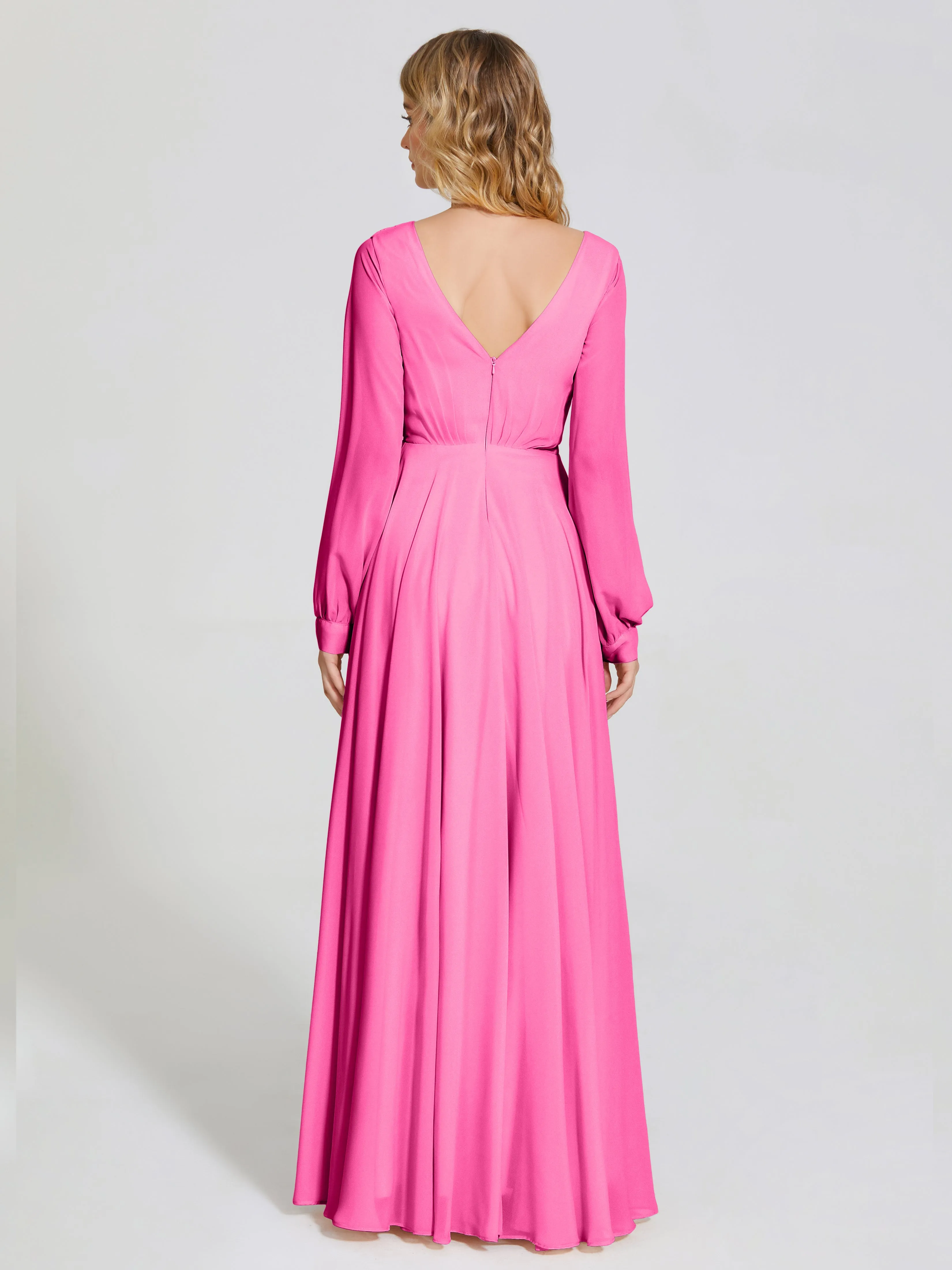 Raegan Simple Long Sleeves Chiffon Bridesmaid Dresses