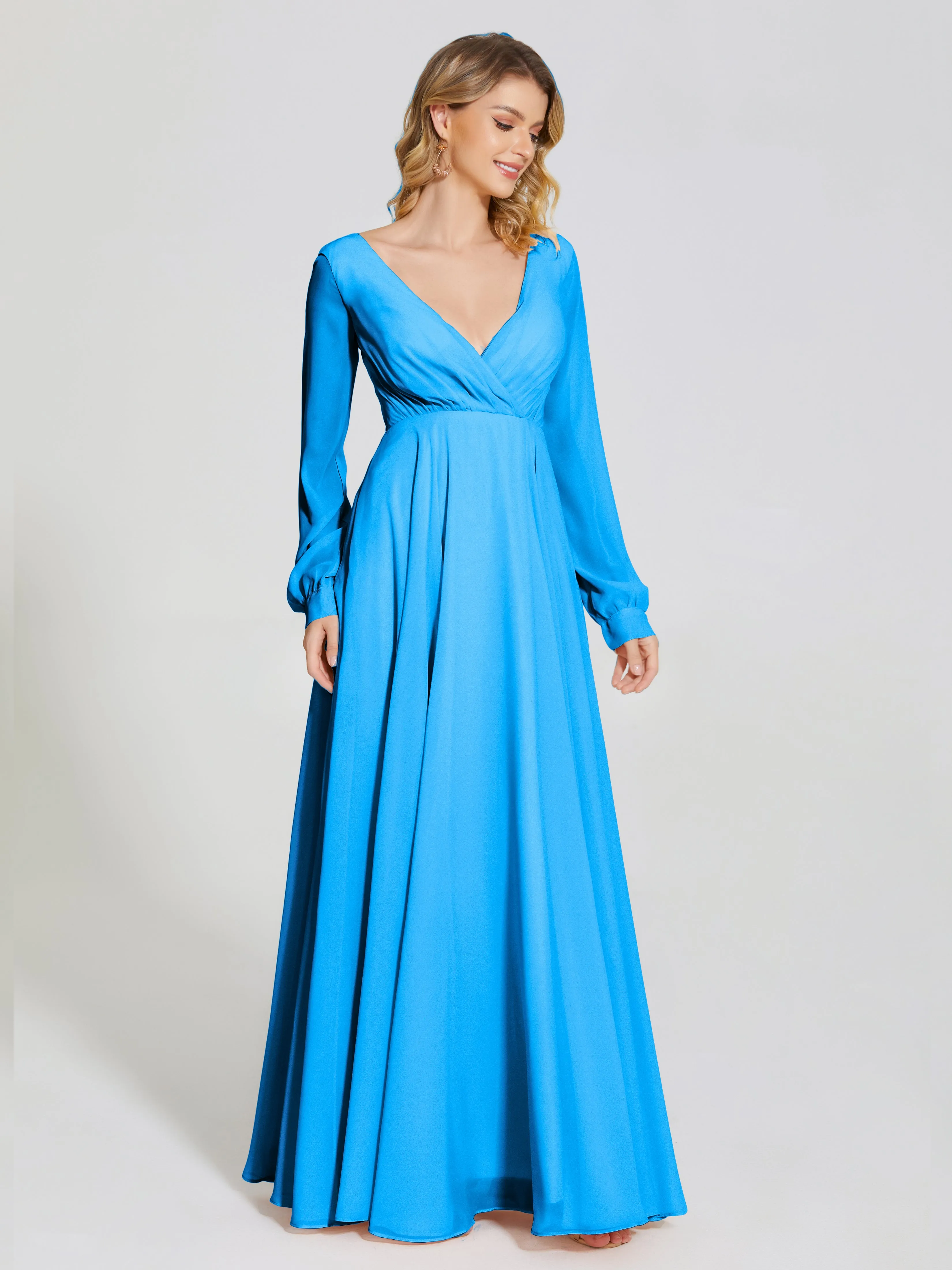 Raegan Simple Long Sleeves Chiffon Bridesmaid Dresses