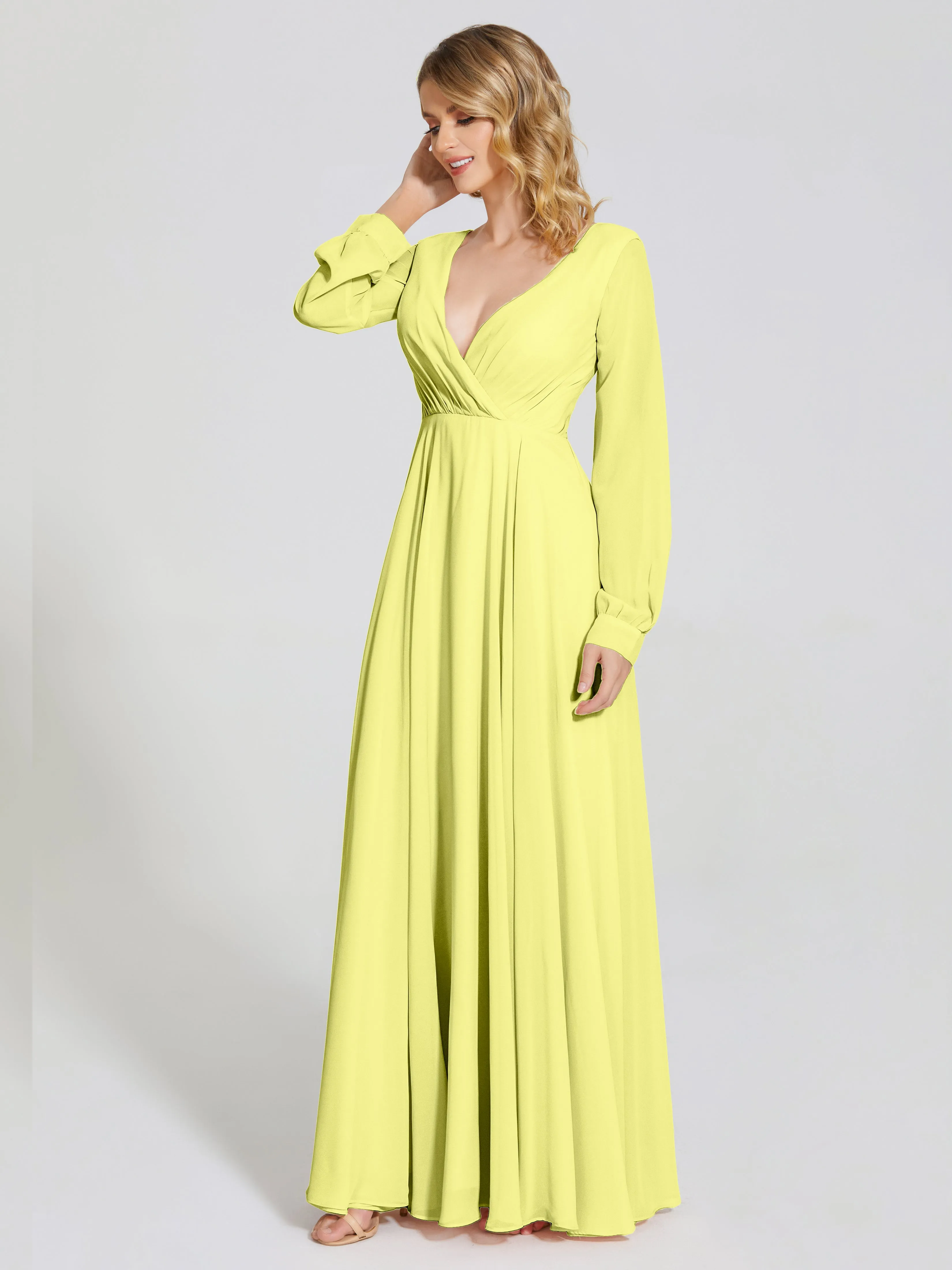 Raegan Simple Long Sleeves Chiffon Bridesmaid Dresses