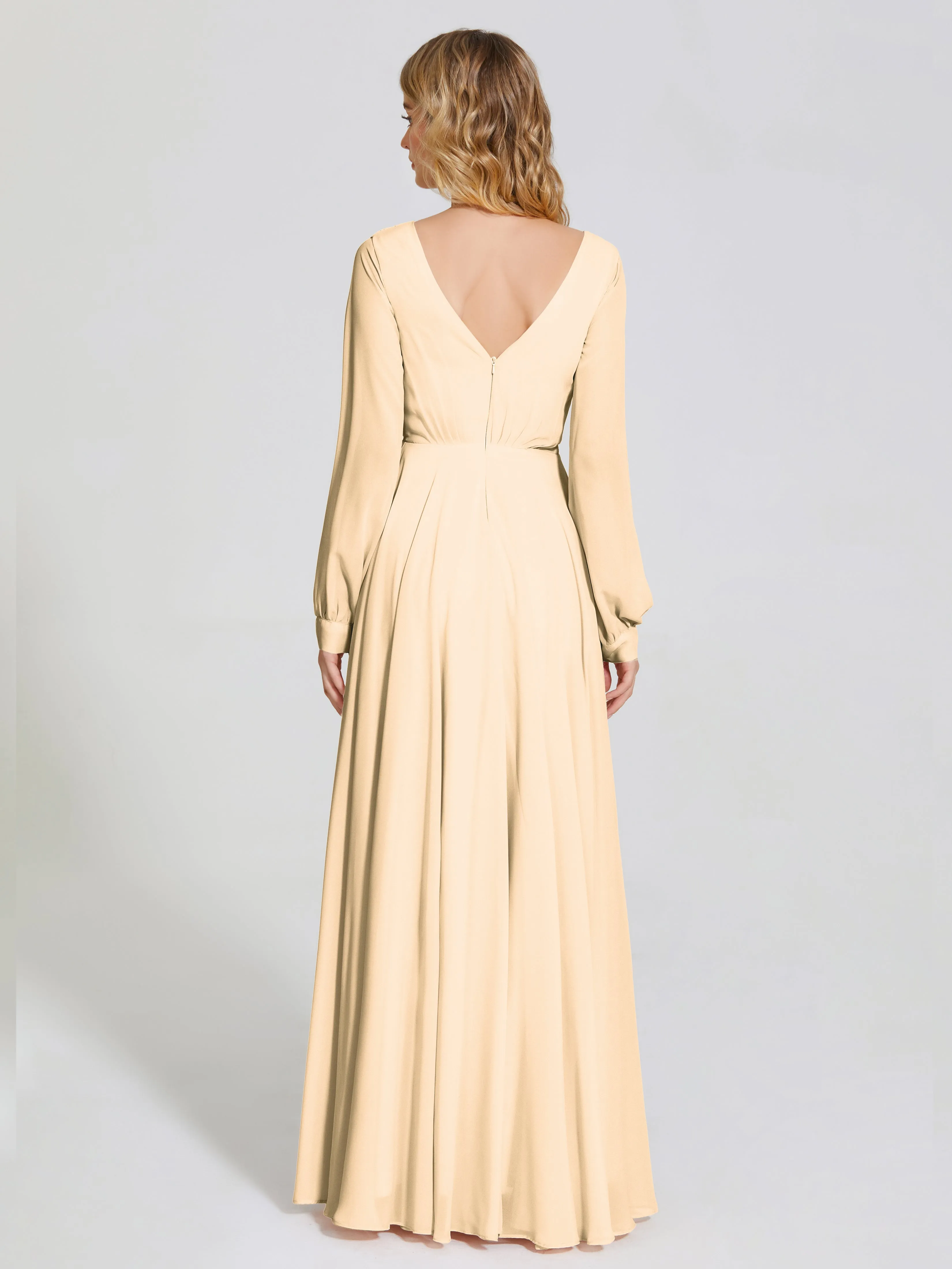 Raegan Simple Long Sleeves Chiffon Bridesmaid Dresses