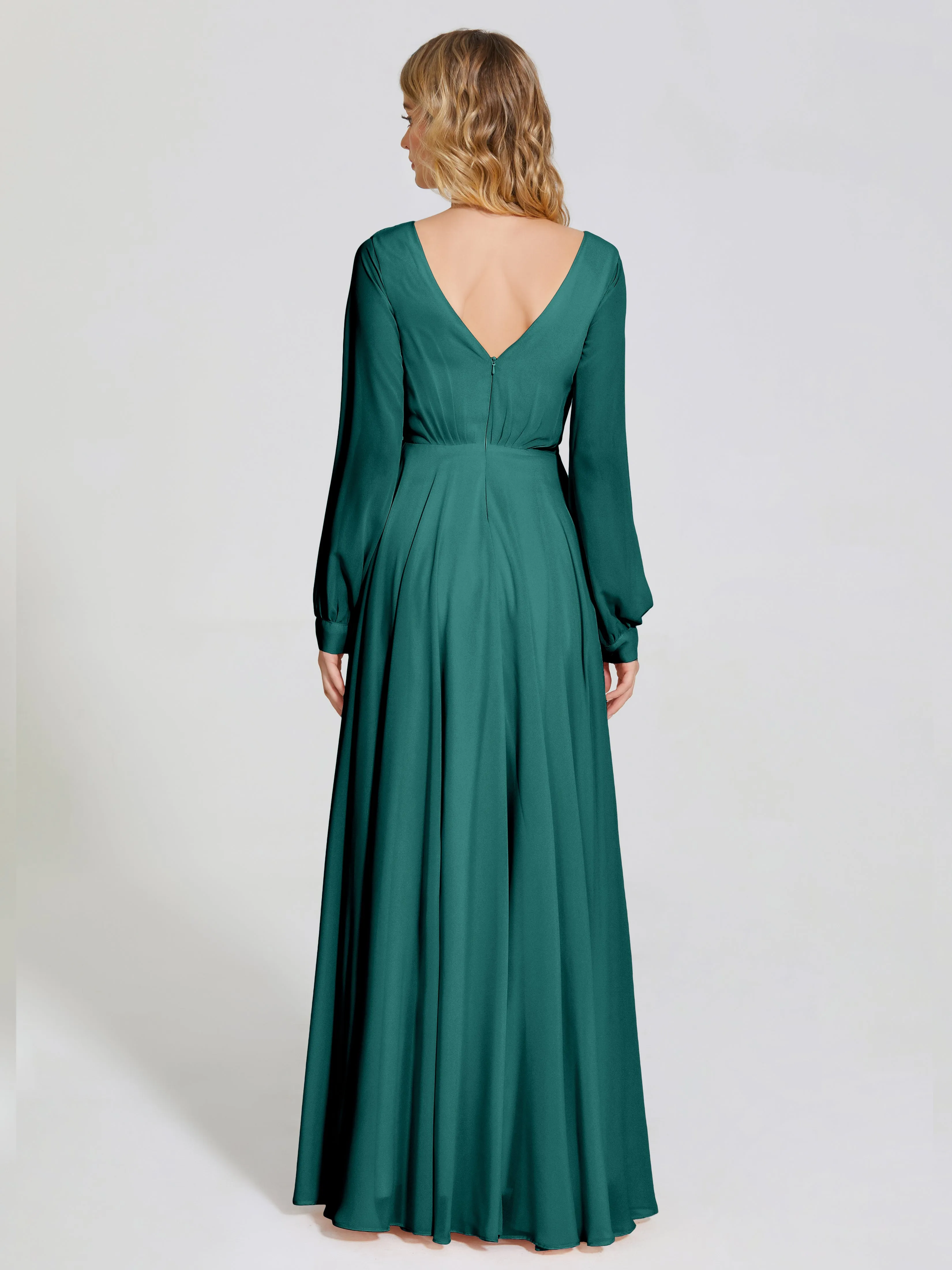 Raegan Simple Long Sleeves Chiffon Bridesmaid Dresses
