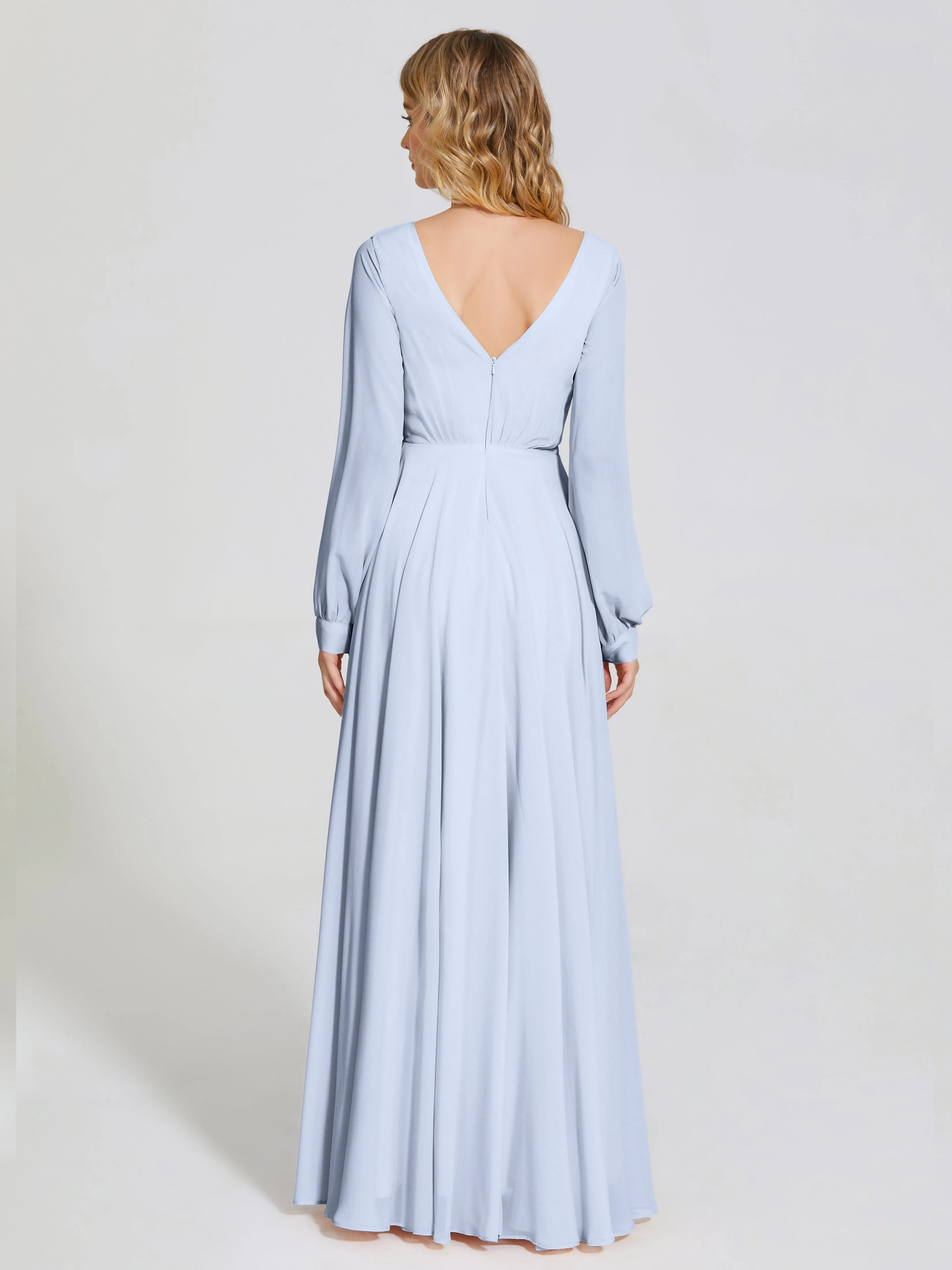 Raegan Simple Long Sleeves Chiffon Bridesmaid Dresses
