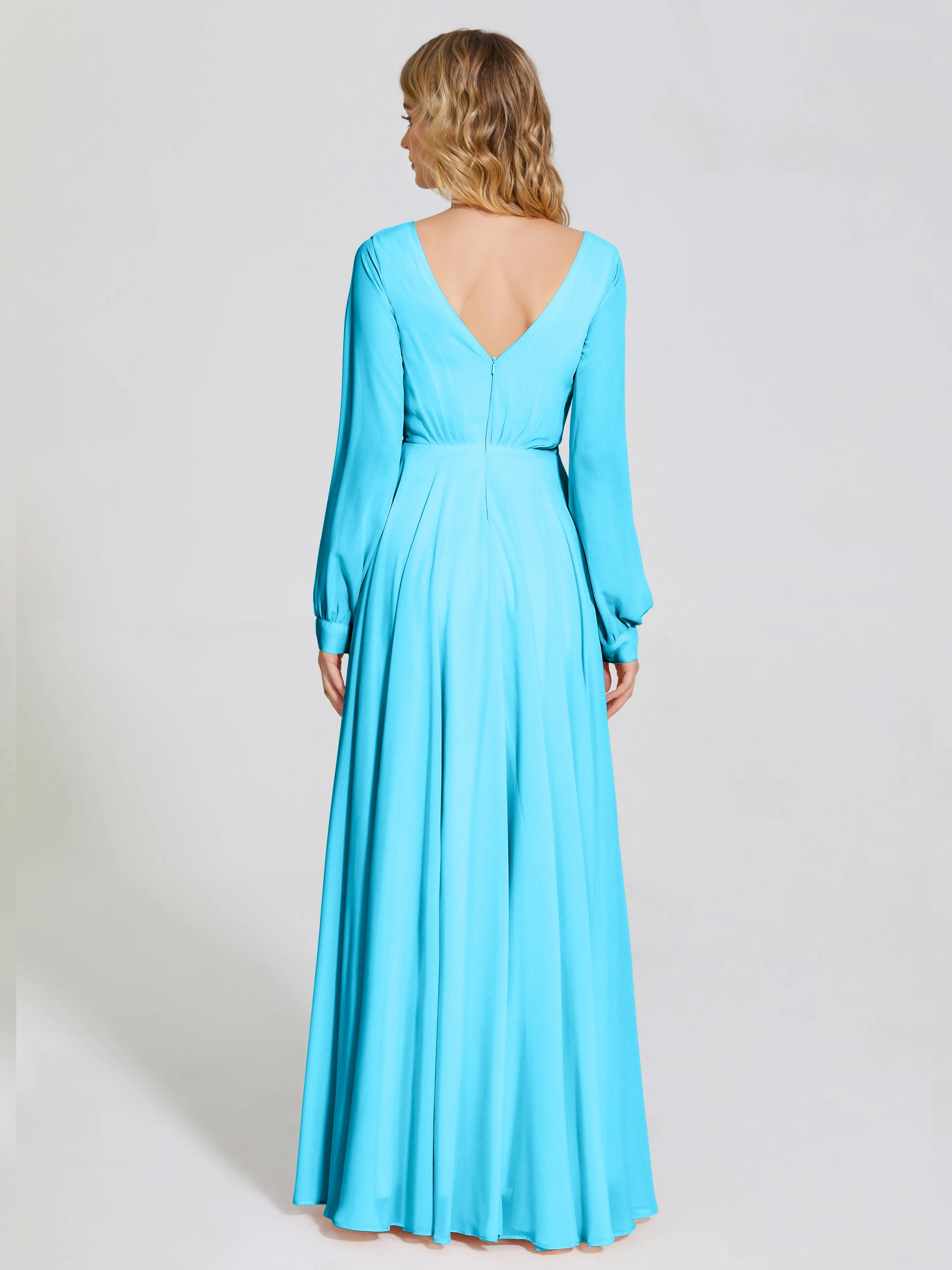 Raegan Simple Long Sleeves Chiffon Bridesmaid Dresses