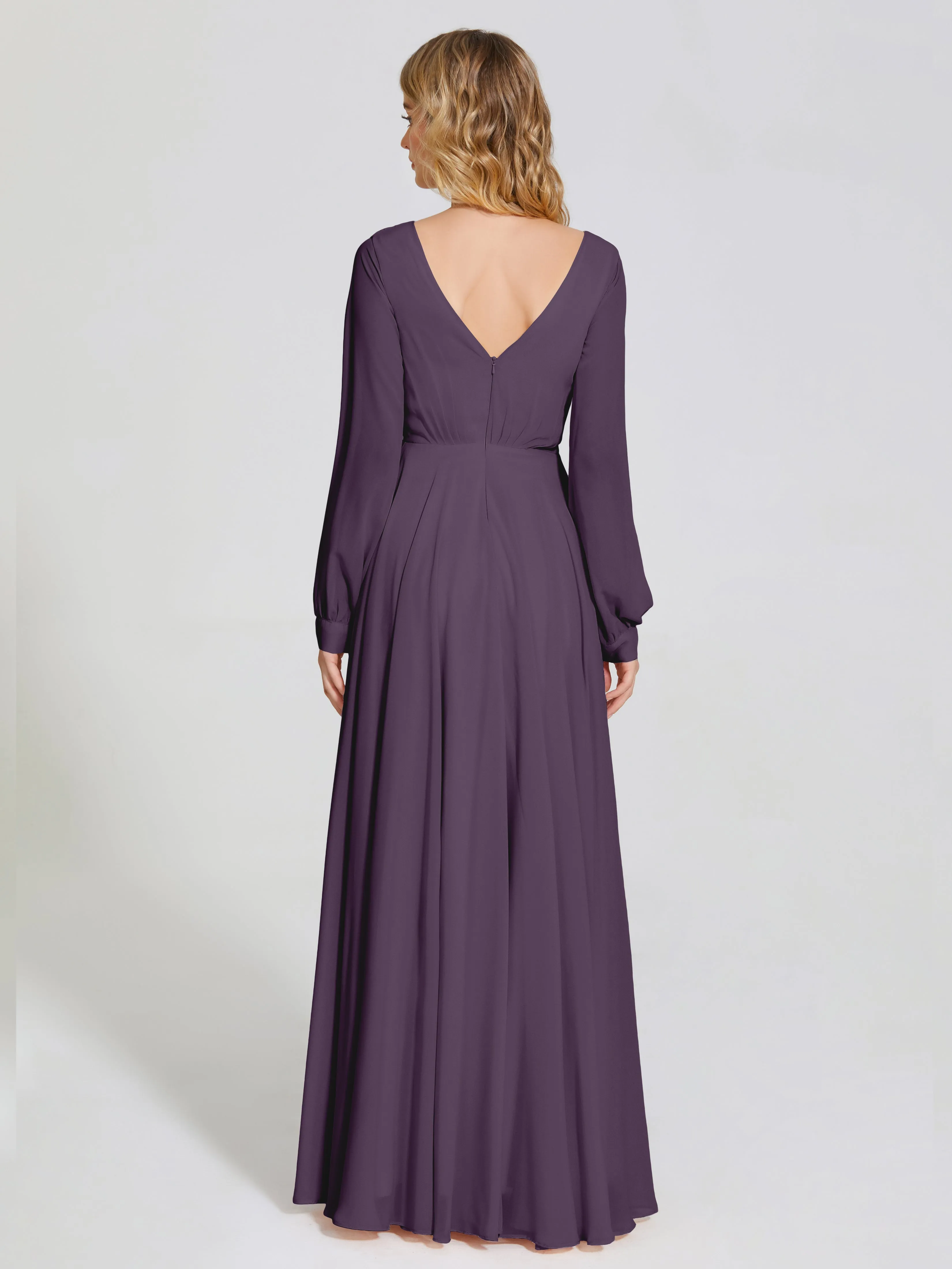 Raegan Simple Long Sleeves Chiffon Bridesmaid Dresses