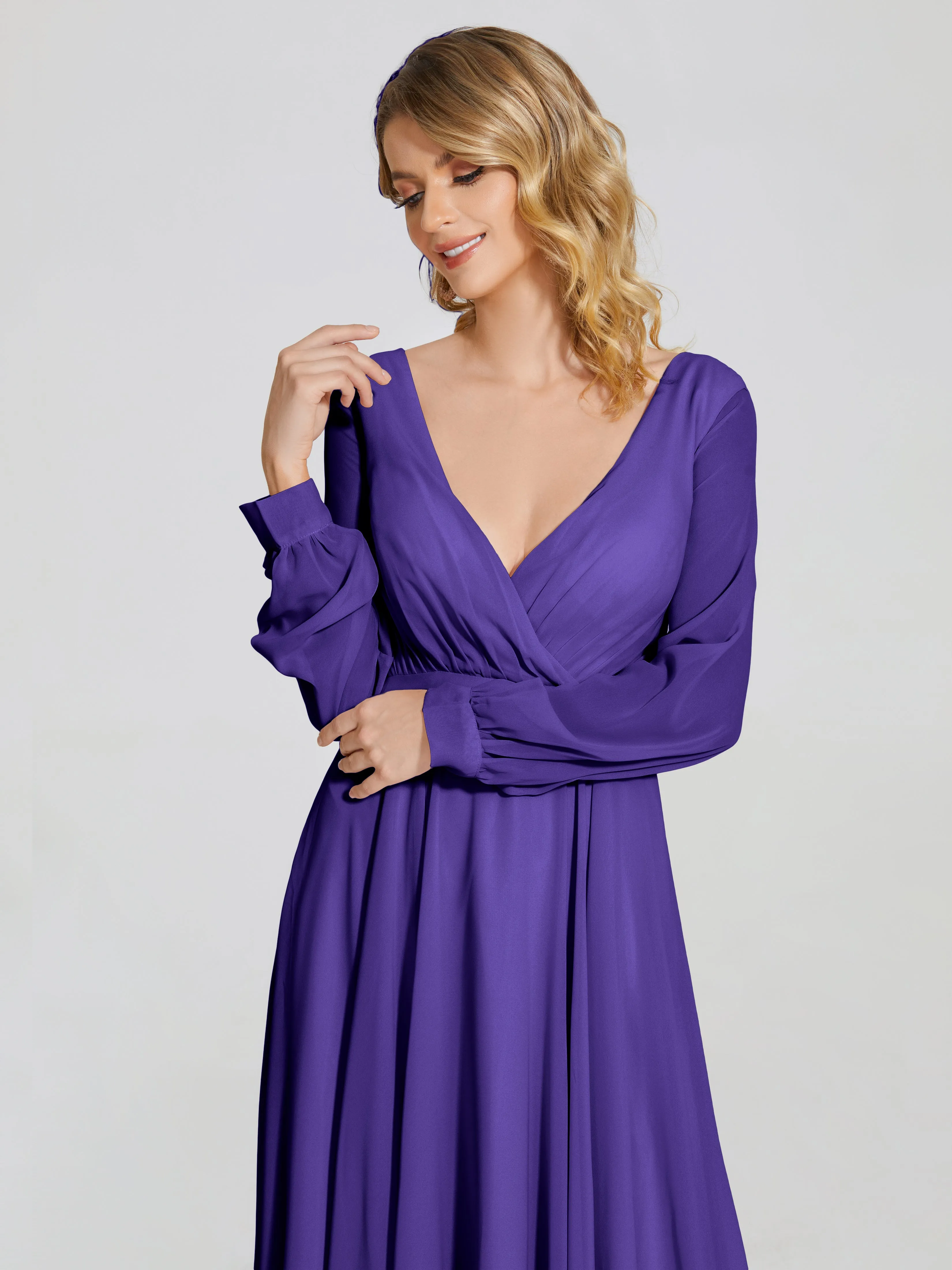 Raegan Simple Long Sleeves Chiffon Bridesmaid Dresses