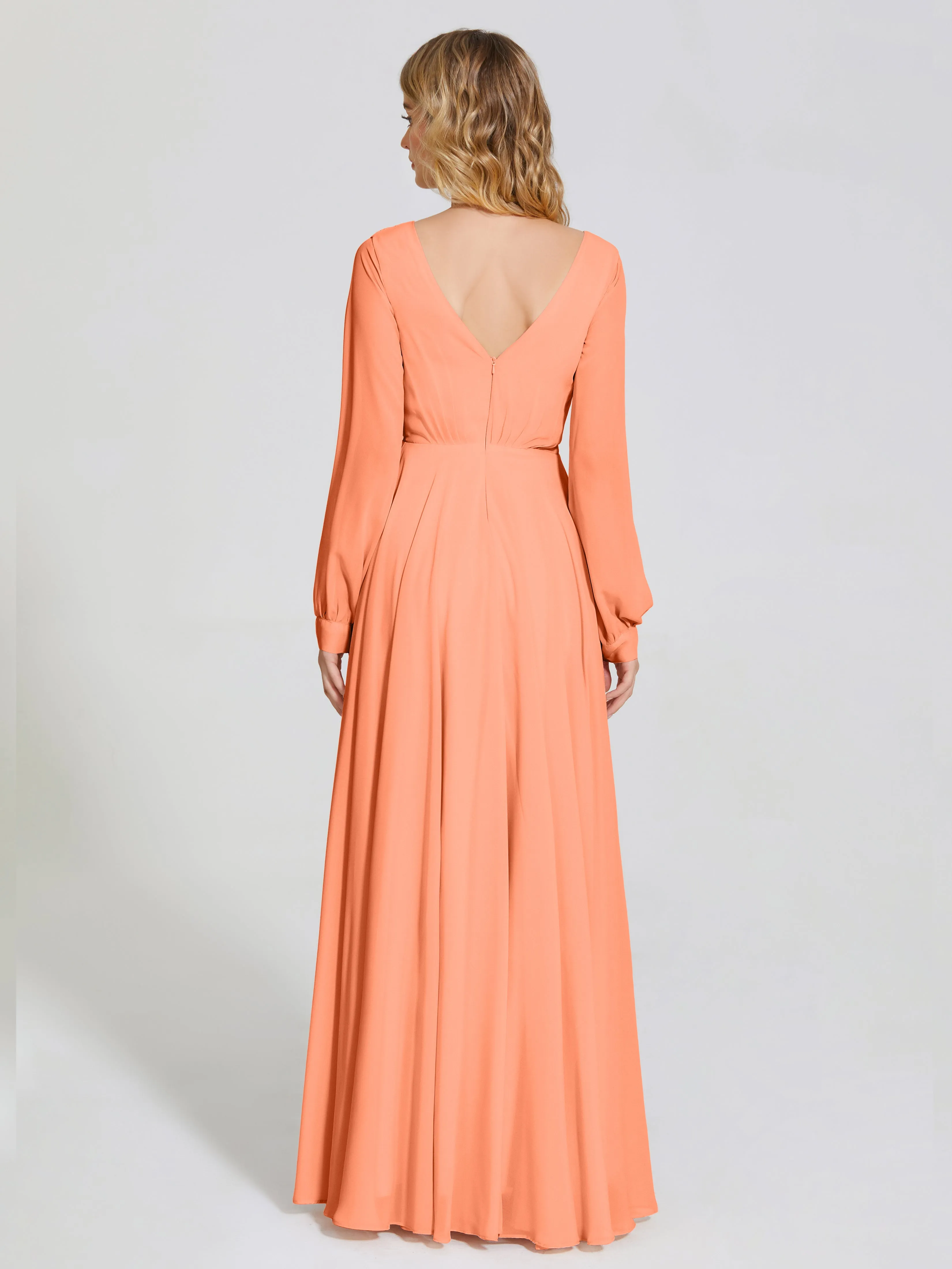 Raegan Simple Long Sleeves Chiffon Bridesmaid Dresses