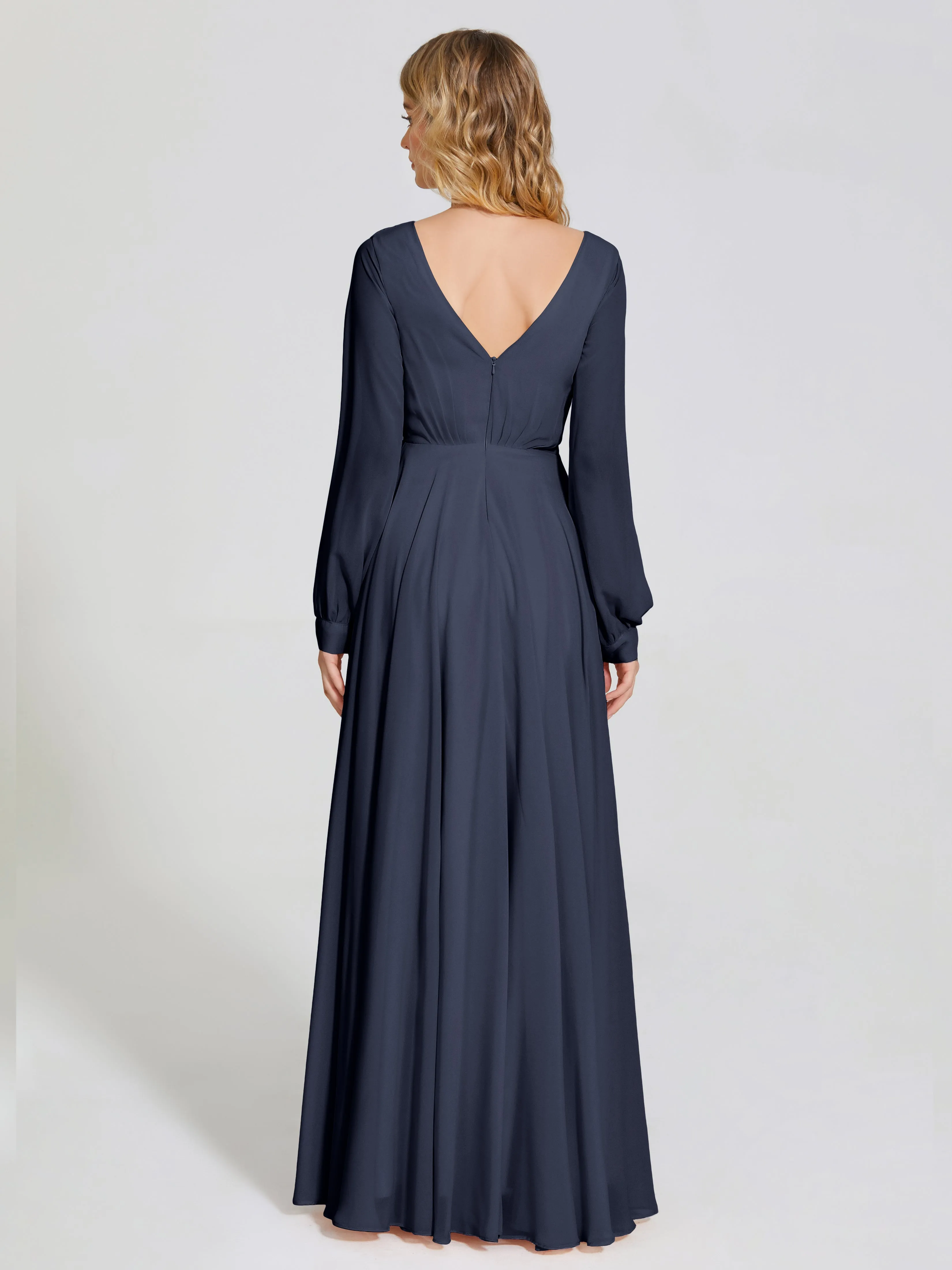 Raegan Simple Long Sleeves Chiffon Bridesmaid Dresses