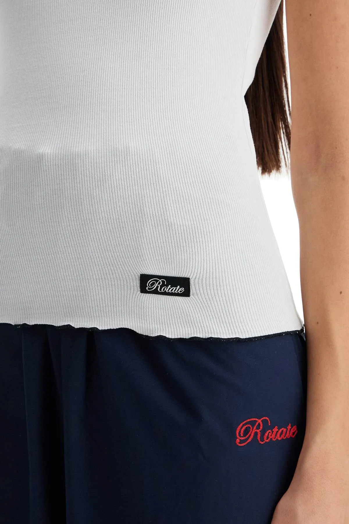 ribbed tank top with logo label 113652400 BRIGHT WHITE