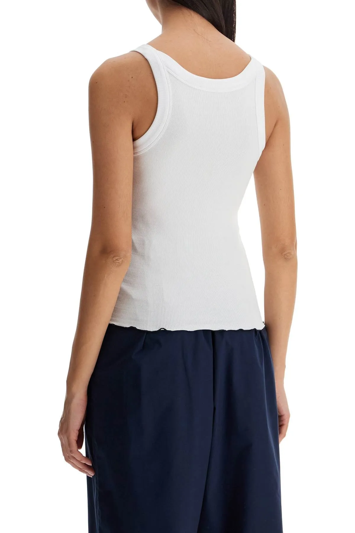 ribbed tank top with logo label 113652400 BRIGHT WHITE