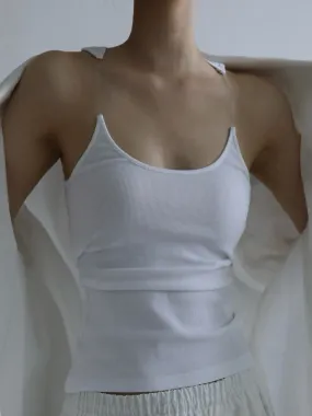 SHOULDER STRAPLESS DETAIL RIBBED TANK