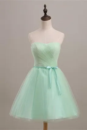 Simple Mint Strapless Lace Up Cute Elegant Homecoming Dress K482