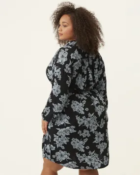 Tiffany Button-Front Oversized Shirt Dress | Black / Light Blue