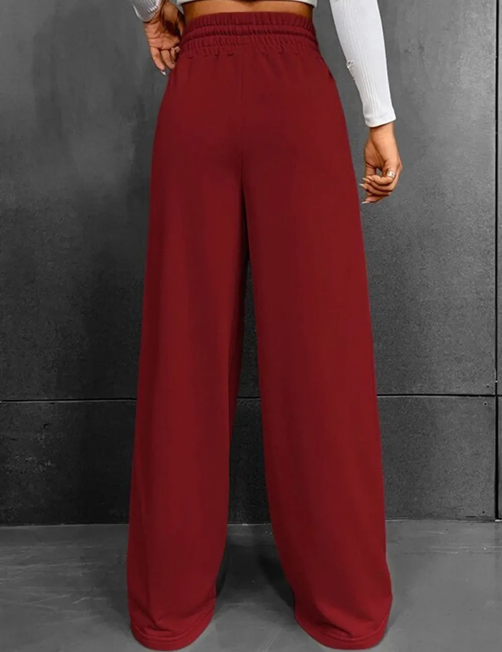 Women's Drawstring High Waisted Wide Leg Long Pants Casual Sweatpants