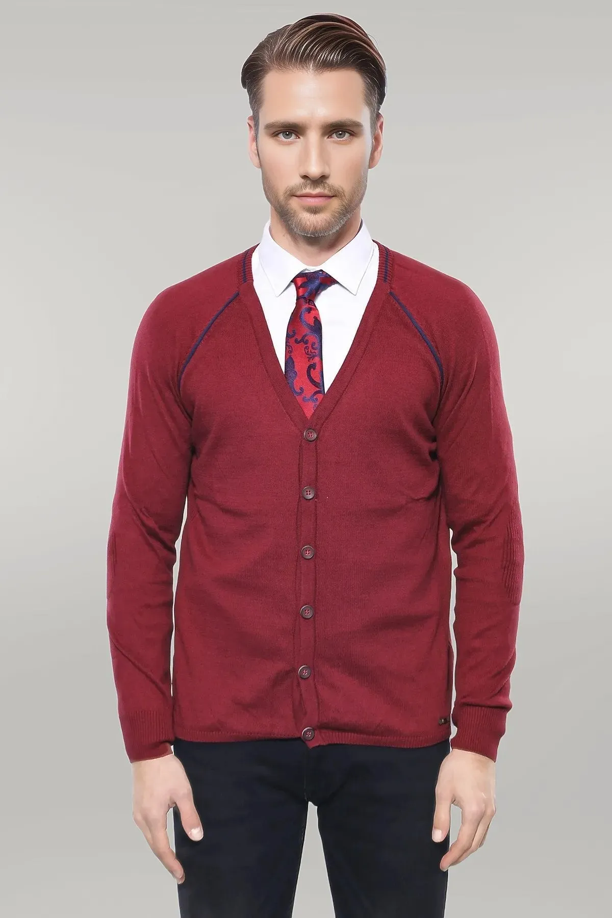 WSS Burgundy Cotton Men's Knitwear  - Singen