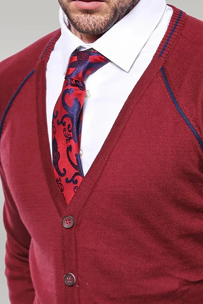 WSS Burgundy Cotton Men's Knitwear  - Singen
