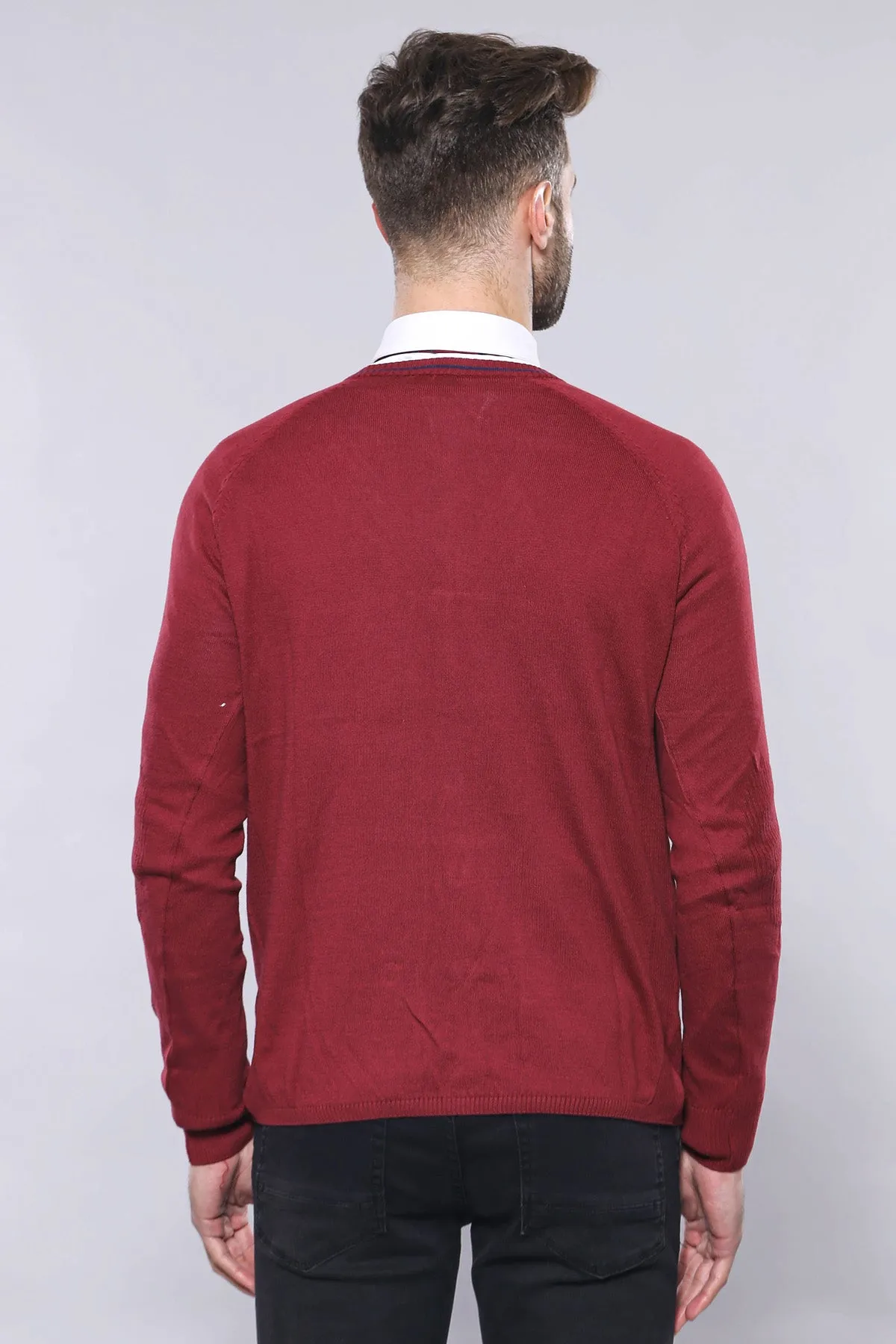 WSS Burgundy Cotton Men's Knitwear  - Singen