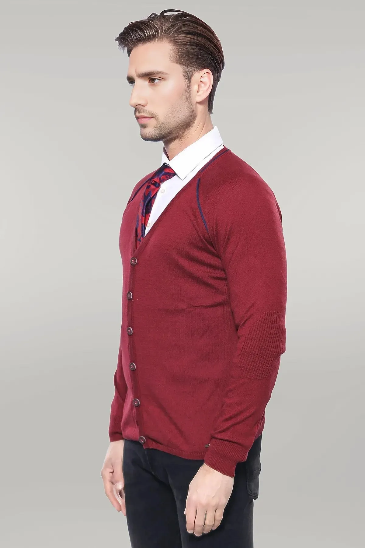 WSS Burgundy Cotton Men's Knitwear  - Singen